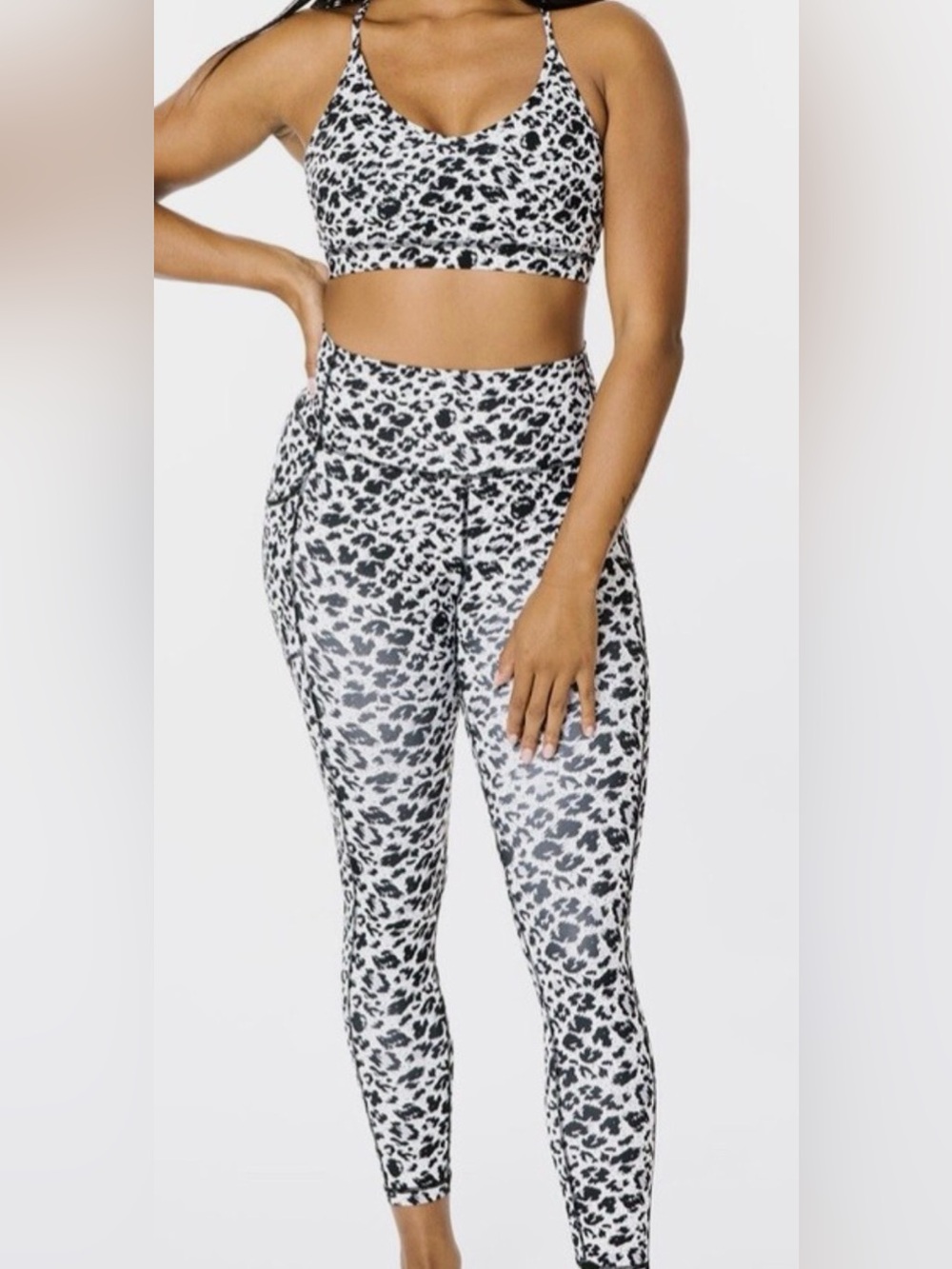 ZYIA Black & White Leopard High-Waist Leggings